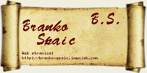 Branko Spaić vizit kartica